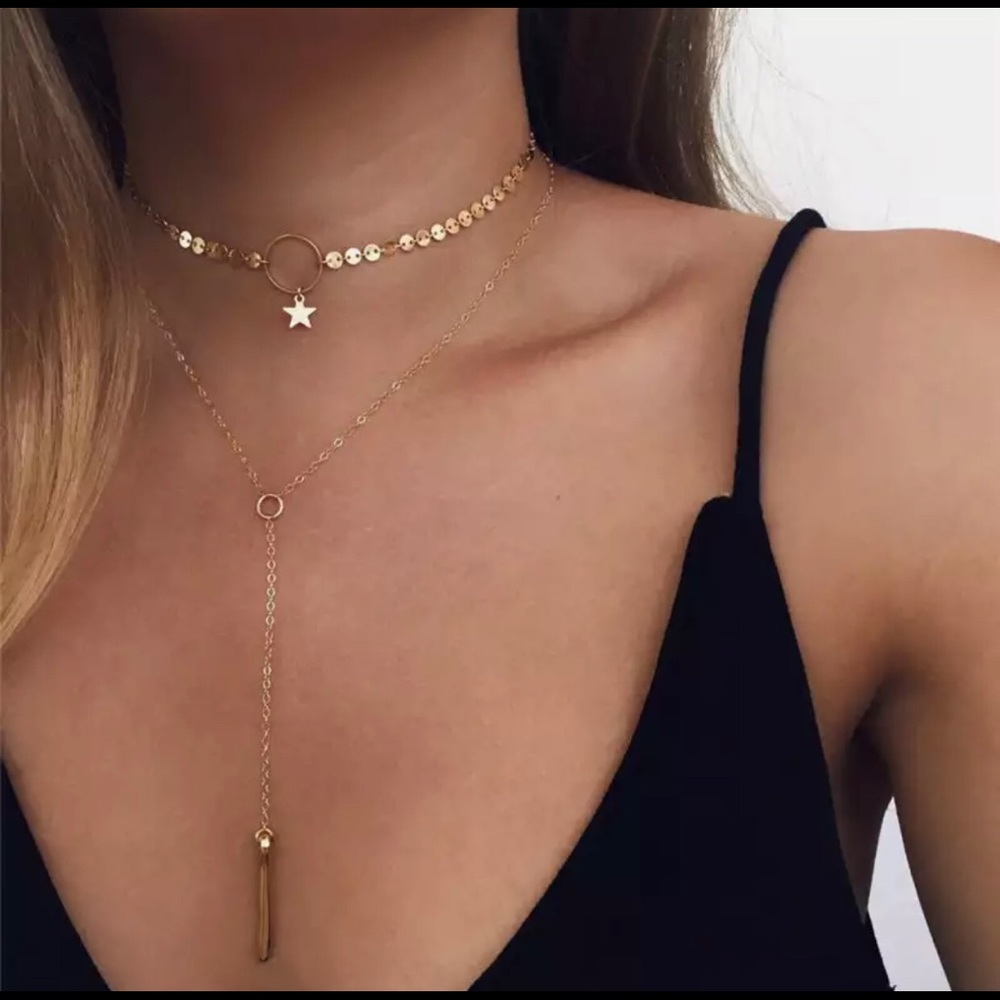 ⭐️ star choker and necklace